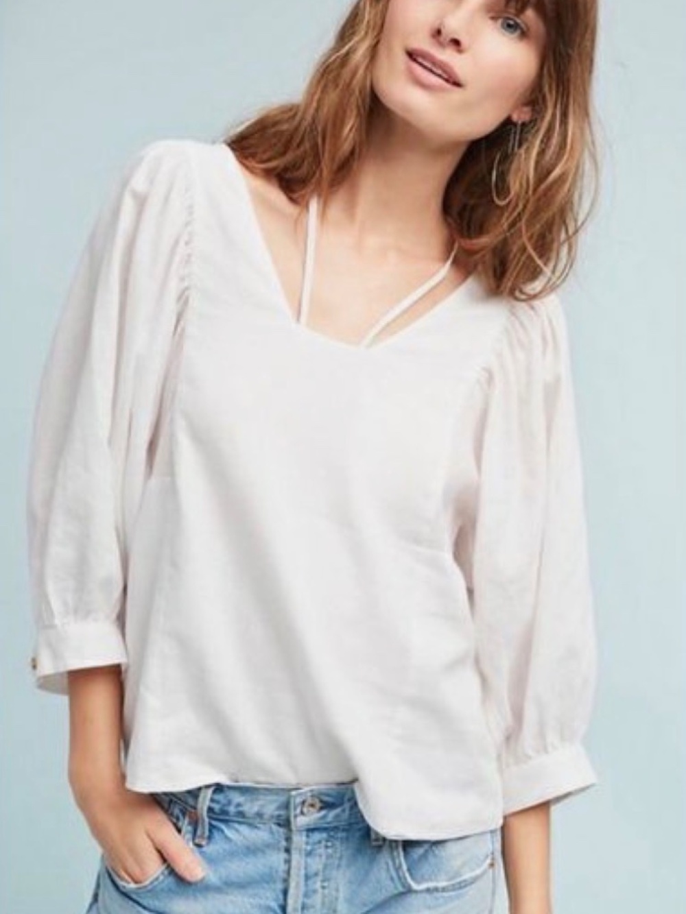 Aremi + Kin Anthropology Sylvia Blouse XS linen blend C51 KD